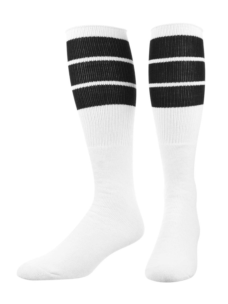 TCK Retro 3 Stripe Tube Socks (Black, Large) - Image 1